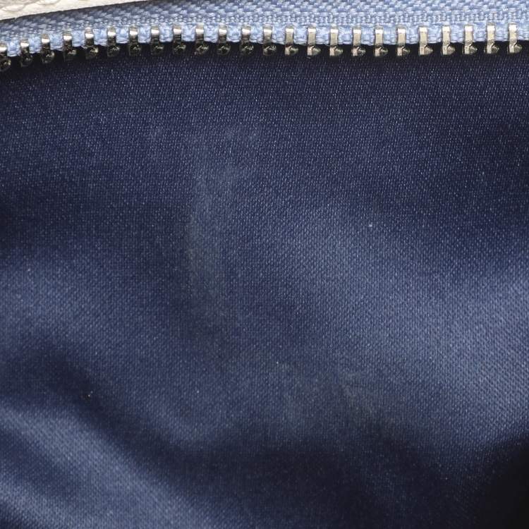 Pre Owned Coach White/Blue Leather Daisy Spectator Mia Satchel