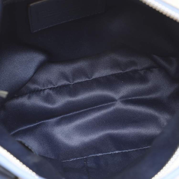 Pre Owned Coach White/Blue Leather Daisy Spectator Mia Satchel