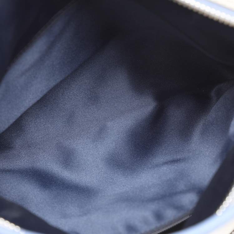 Pre Owned Coach White/Blue Leather Daisy Spectator Mia Satchel