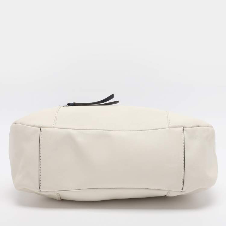 Pre Owned Coach White/Blue Leather Daisy Spectator Mia Satchel