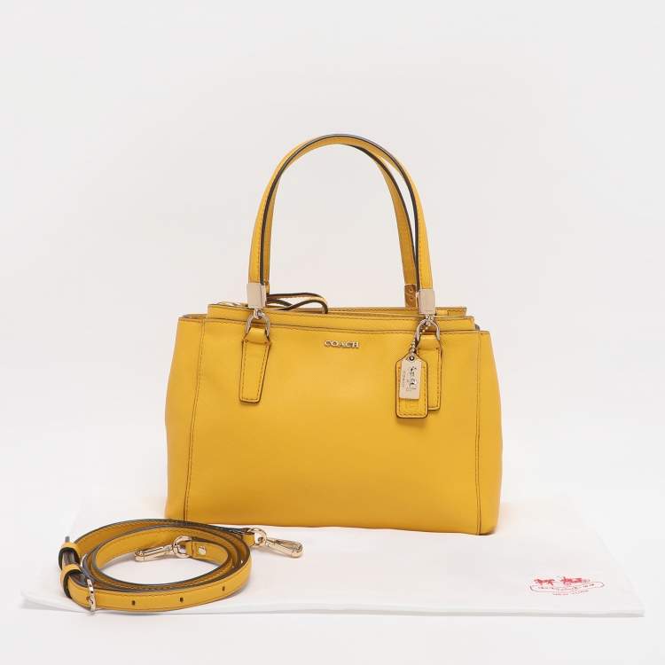 Pre Owned Coach Yellow Leather Mini Christie Carryall Satchel