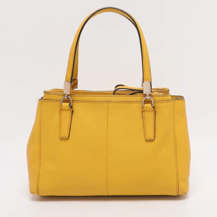 Pre Owned Coach Yellow Leather Mini Christie Carryall Satchel
