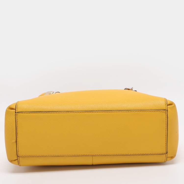 Pre Owned Coach Yellow Leather Mini Christie Carryall Satchel