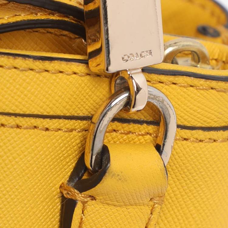 Pre Owned Coach Yellow Leather Mini Christie Carryall Satchel