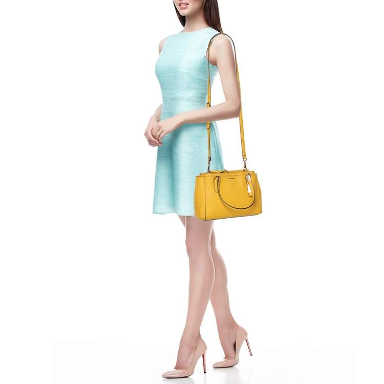 Pre Owned Coach Yellow Leather Mini Christie Carryall Satchel