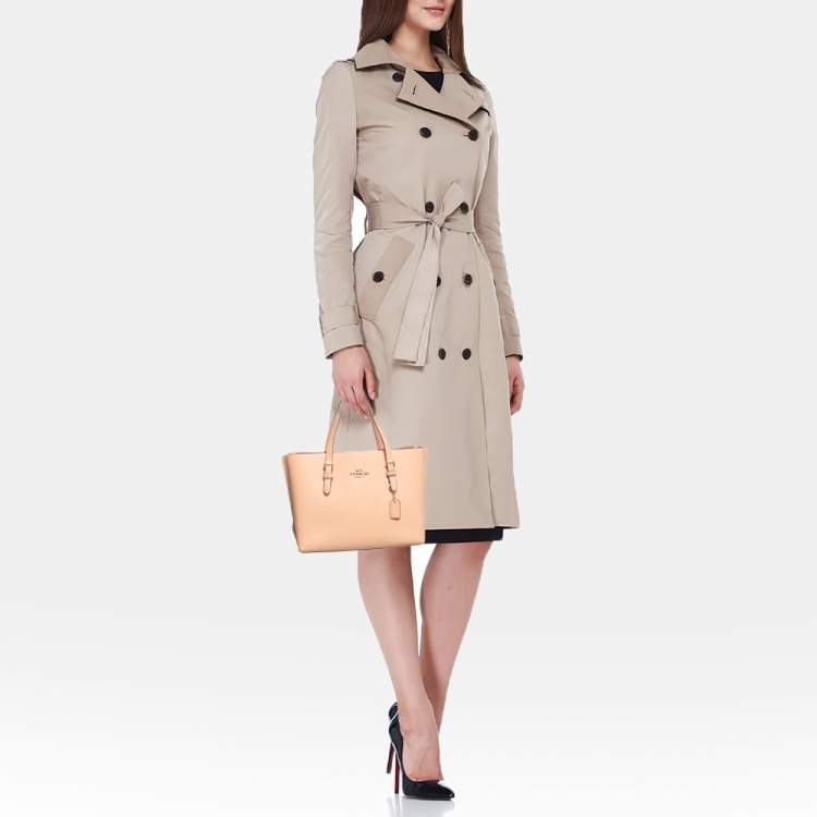 Pre Owned Coach Mollie 25 Orange Leather Tote