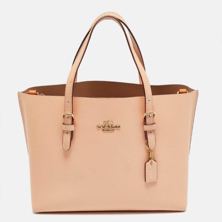 Pre Owned Coach Mollie 25 Orange Leather Tote