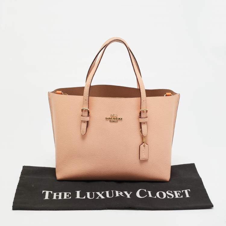 Pre Owned Coach Mollie 25 Orange Leather Tote