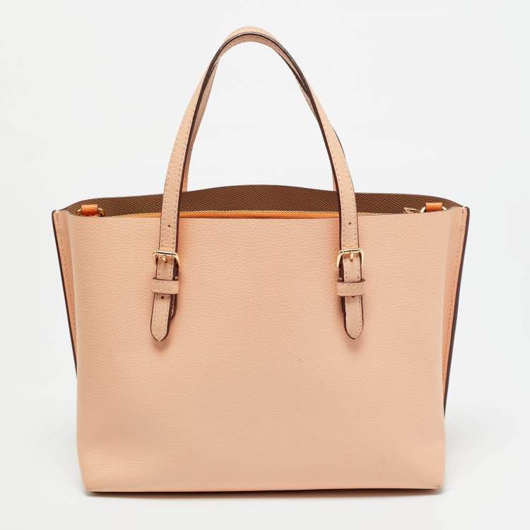 Pre Owned Coach Mollie 25 Orange Leather Tote