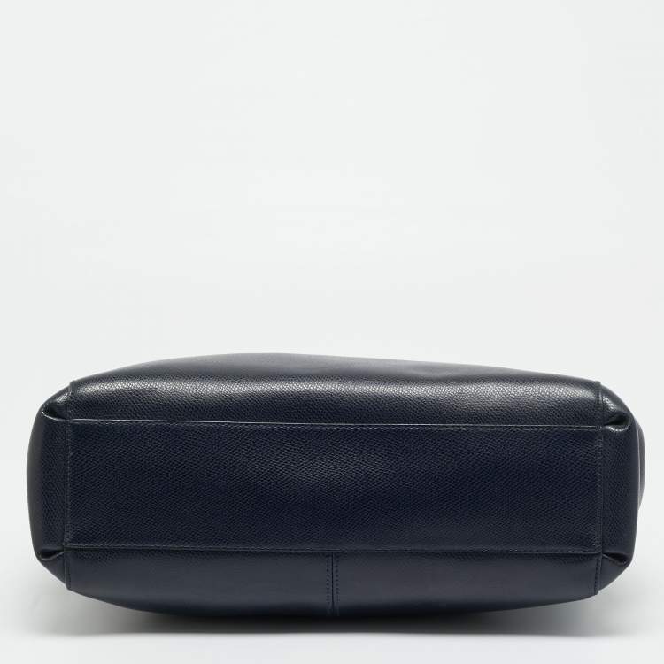 Pre Owned Coach Christie Carryall Large Navy Blue Leather Satchel