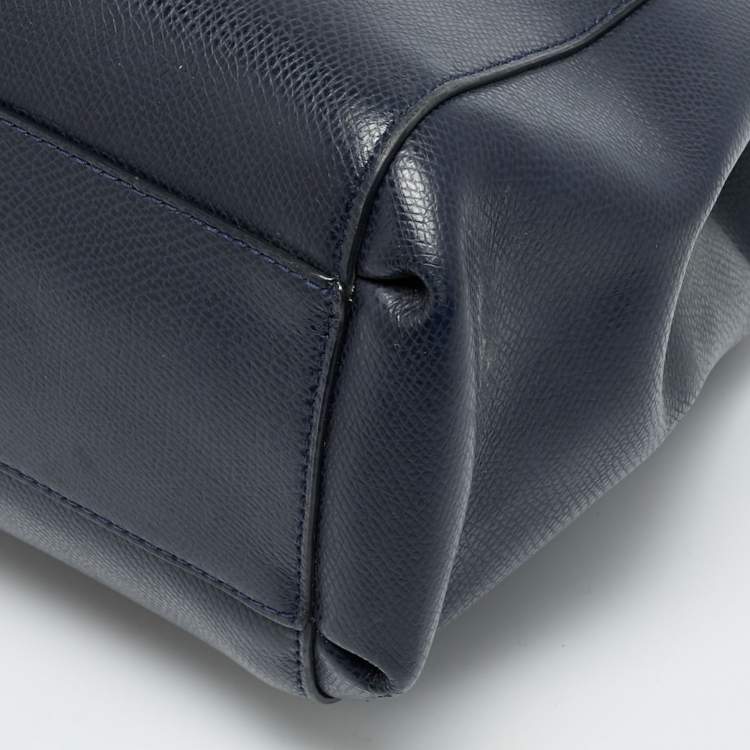 Pre Owned Coach Christie Carryall Large Navy Blue Leather Satchel