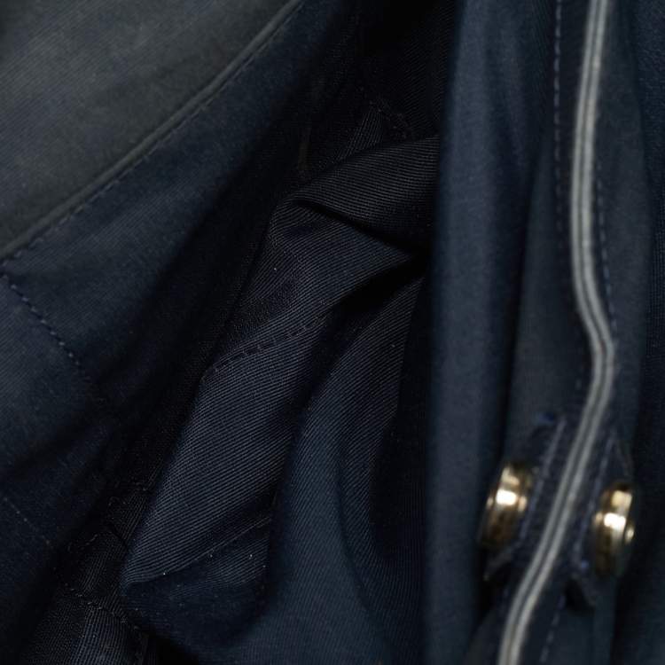 Pre Owned Coach Christie Carryall Large Navy Blue Leather Satchel