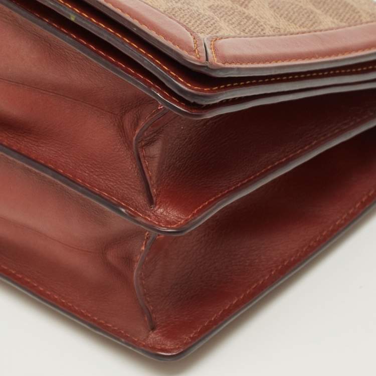 Pre Owned Coach Riley Brown Signature Coated Canvas Crossbody Bag