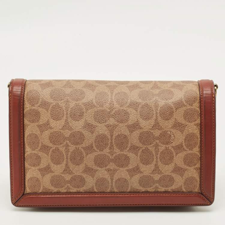 Pre Owned Coach Riley Brown Signature Coated Canvas Crossbody Bag