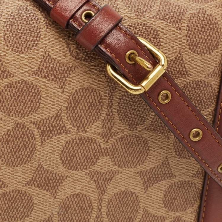 Pre Owned Coach Riley Brown Signature Coated Canvas Crossbody Bag