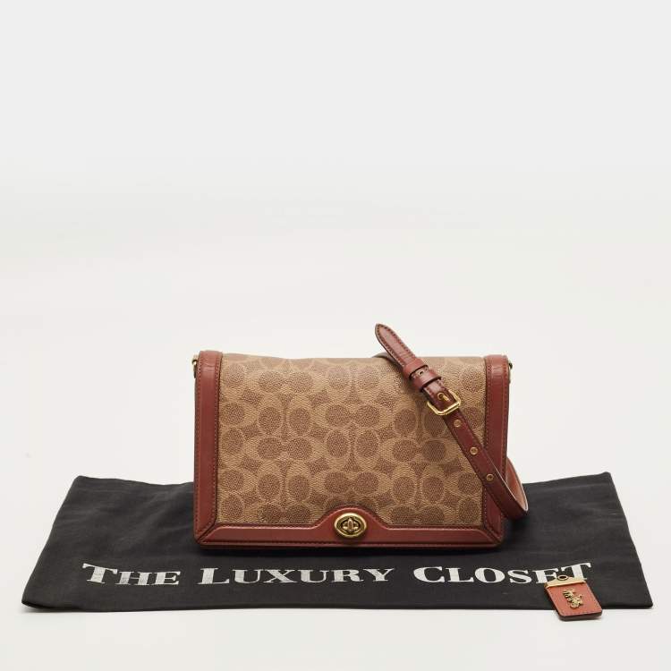 Pre Owned Coach Riley Brown Signature Coated Canvas Crossbody Bag