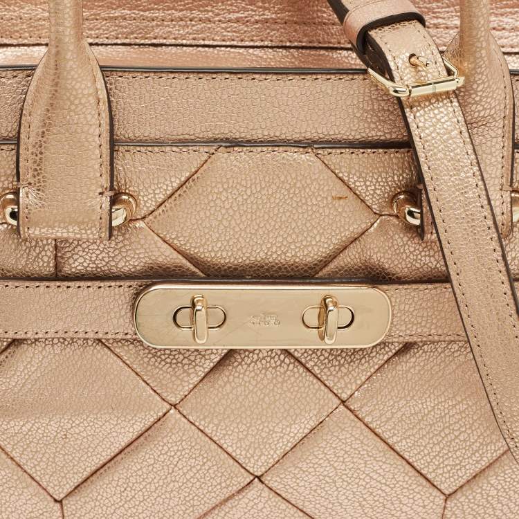 Pre Owned Coach Swagger 27 Rose Gold Quilted Leather Carryall Tote