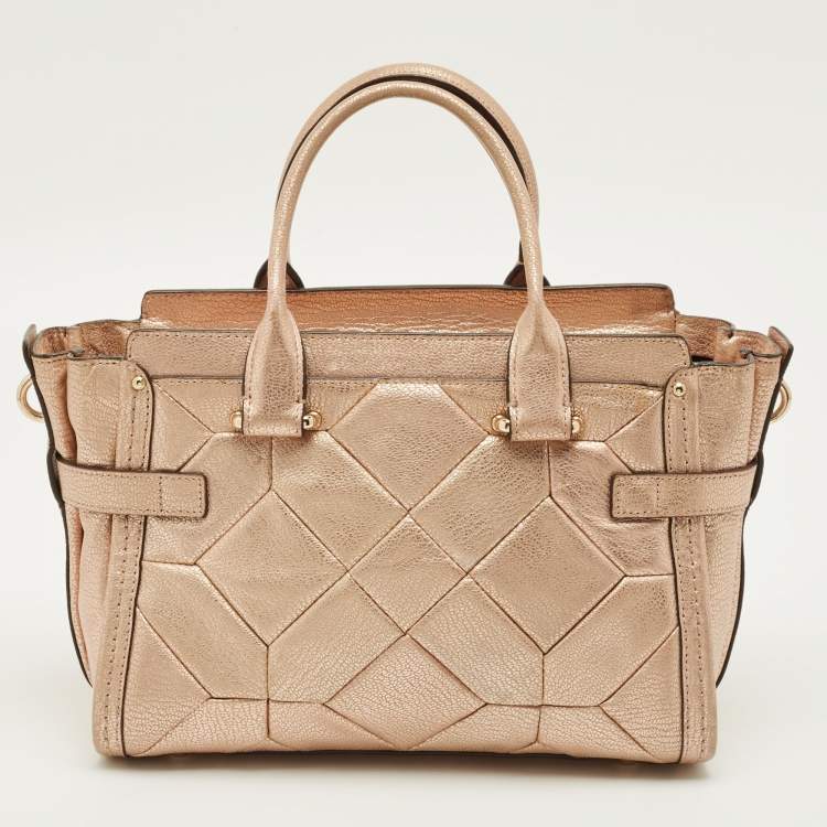 Pre Owned Coach Swagger 27 Rose Gold Quilted Leather Carryall Tote