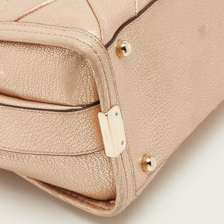 Pre Owned Coach Swagger 27 Rose Gold Quilted Leather Carryall Tote