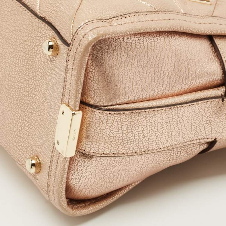 Pre Owned Coach Swagger 27 Rose Gold Quilted Leather Carryall Tote