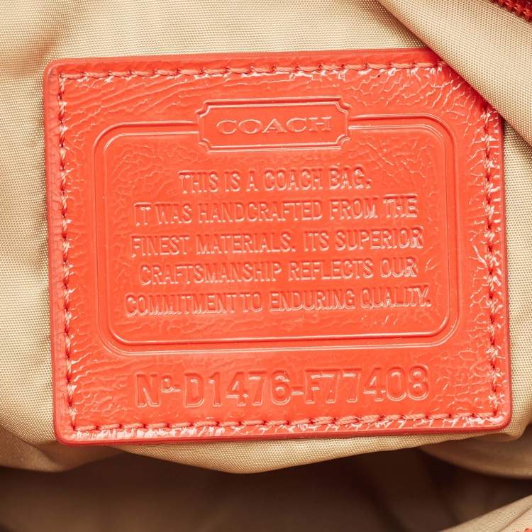 Pre Owned Coach Orange Signature Nylon File Messenger Bag