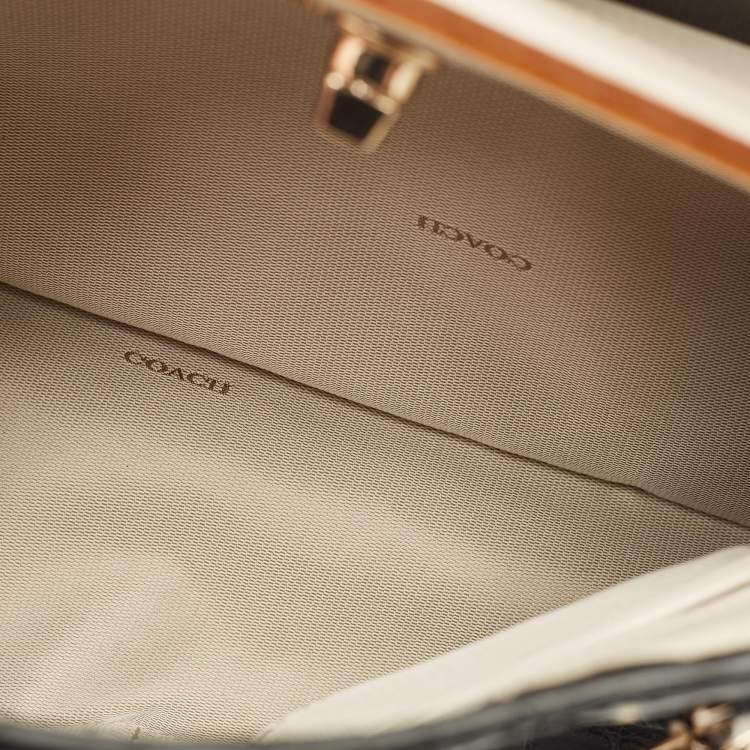 Pre Owned Coach Gramercy Black Croc Embossed Leather Top Handle Bag