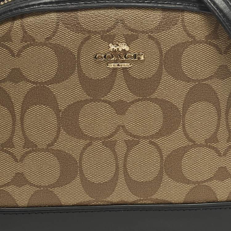 Pre Owned Coach Dome Brown/Black Signature Coated Canvas Crossbody Bag