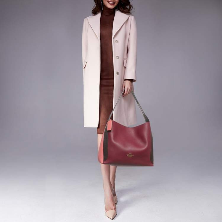 Pre Owned Coach Hadley Tricolor Leather Hobo