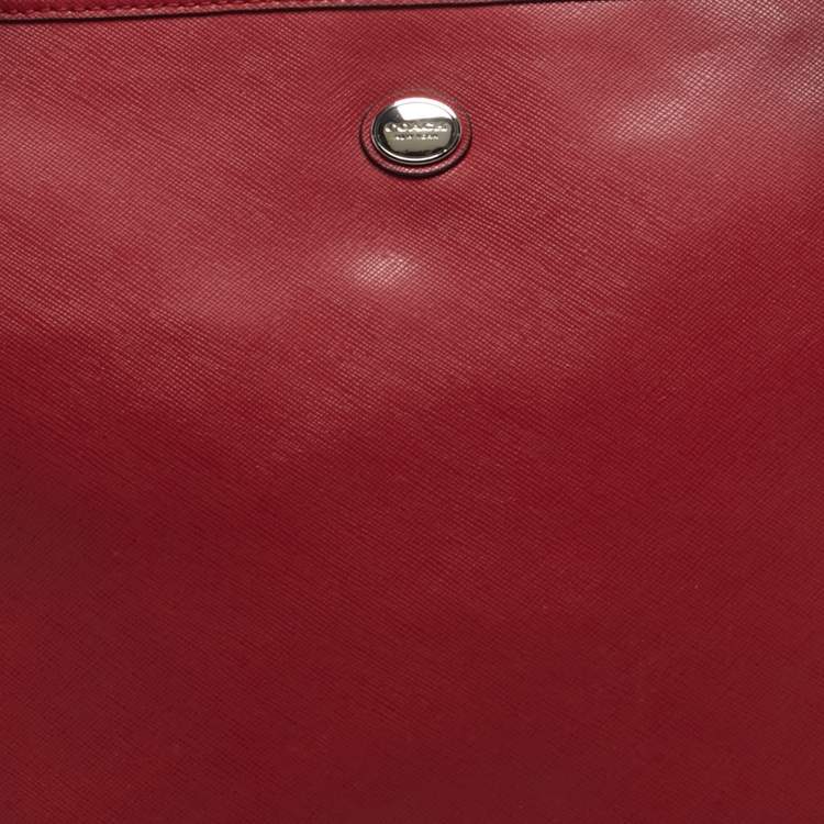 Pre Owned Coach Peyton Red Leather Zip Tote