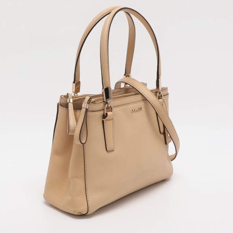 Pre Owned Coach Christie Mini Beige Leather Satchel