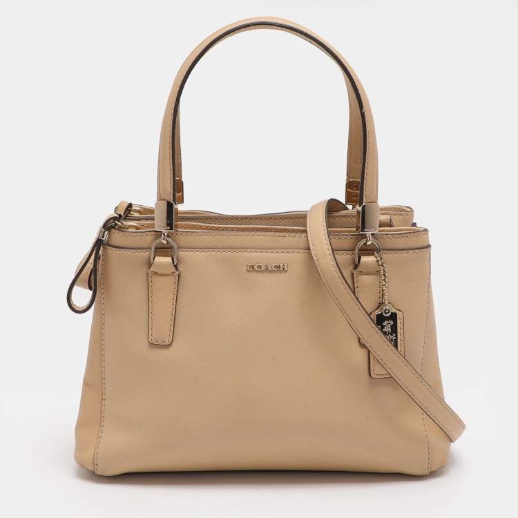 Pre Owned Coach Christie Mini Beige Leather Satchel