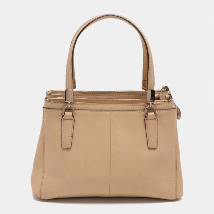 Pre Owned Coach Christie Mini Beige Leather Satchel