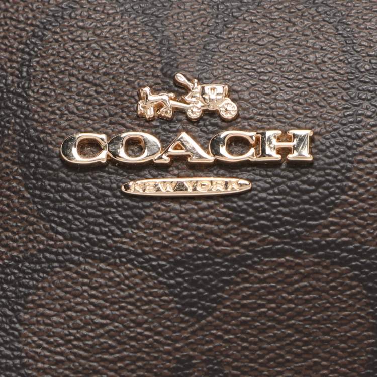 مملوكة مسبقًا Coach Harley Brown/Red Signature Coated Canvas and Leather Hobo