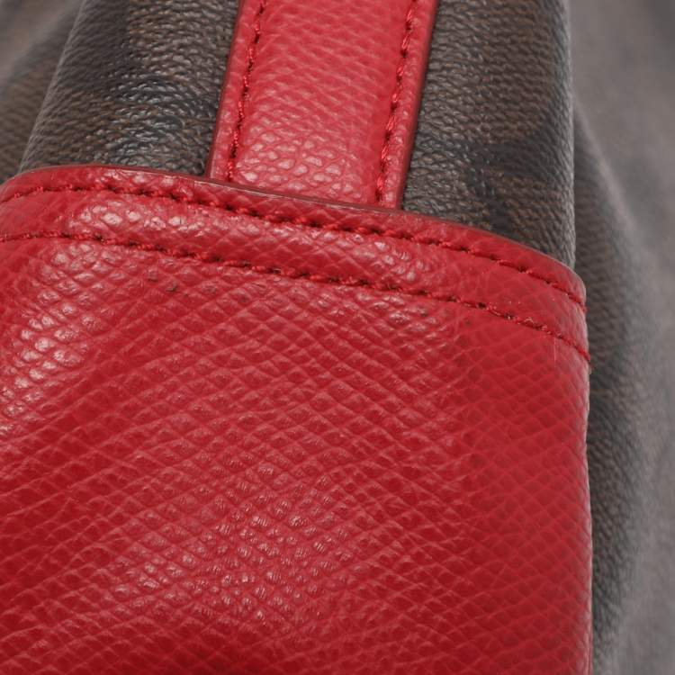 مملوكة مسبقًا Coach Harley Brown/Red Signature Coated Canvas and Leather Hobo
