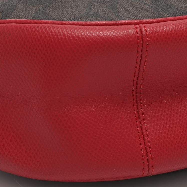 مملوكة مسبقًا Coach Harley Brown/Red Signature Coated Canvas and Leather Hobo