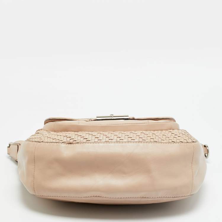 Pre Owned Coach Kristin Blush Pink Woven Leather Satchel