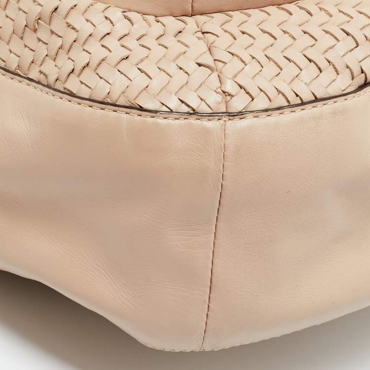 Pre Owned Coach Kristin Blush Pink Woven Leather Satchel