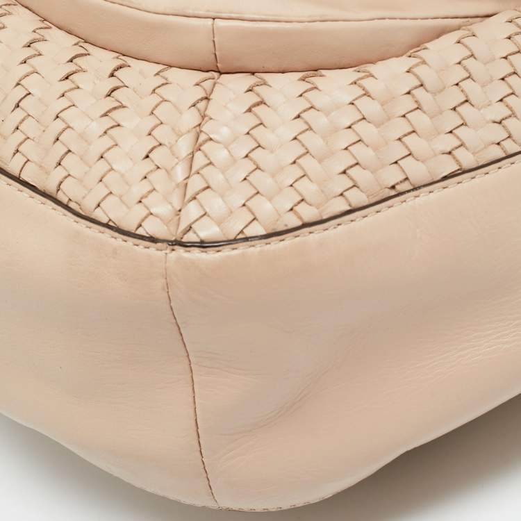 Pre Owned Coach Kristin Blush Pink Woven Leather Satchel