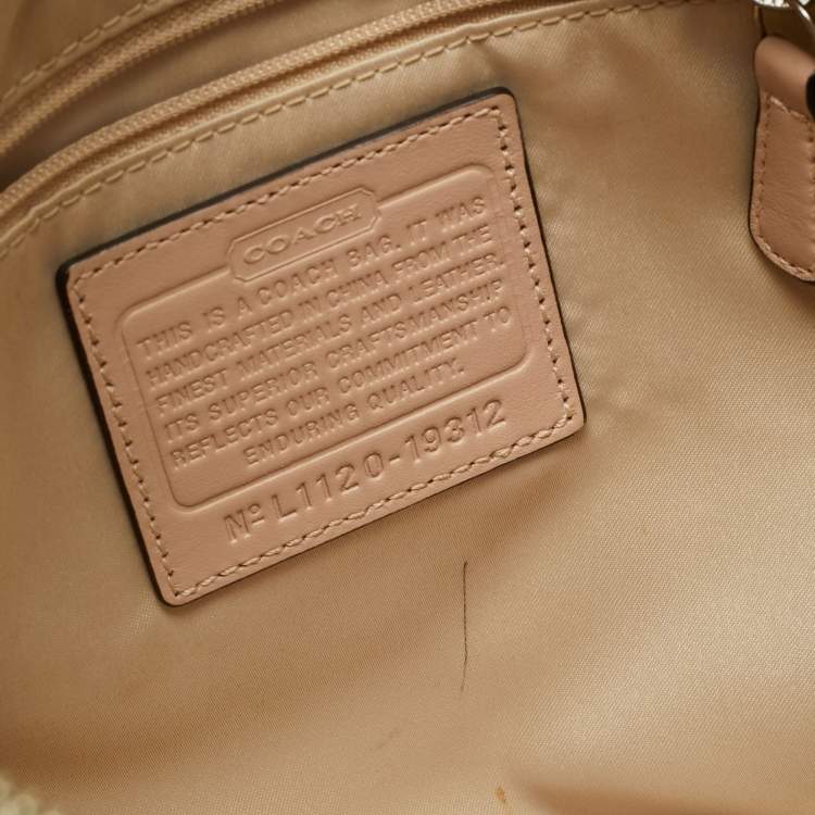 Pre Owned Coach Kristin Blush Pink Woven Leather Satchel