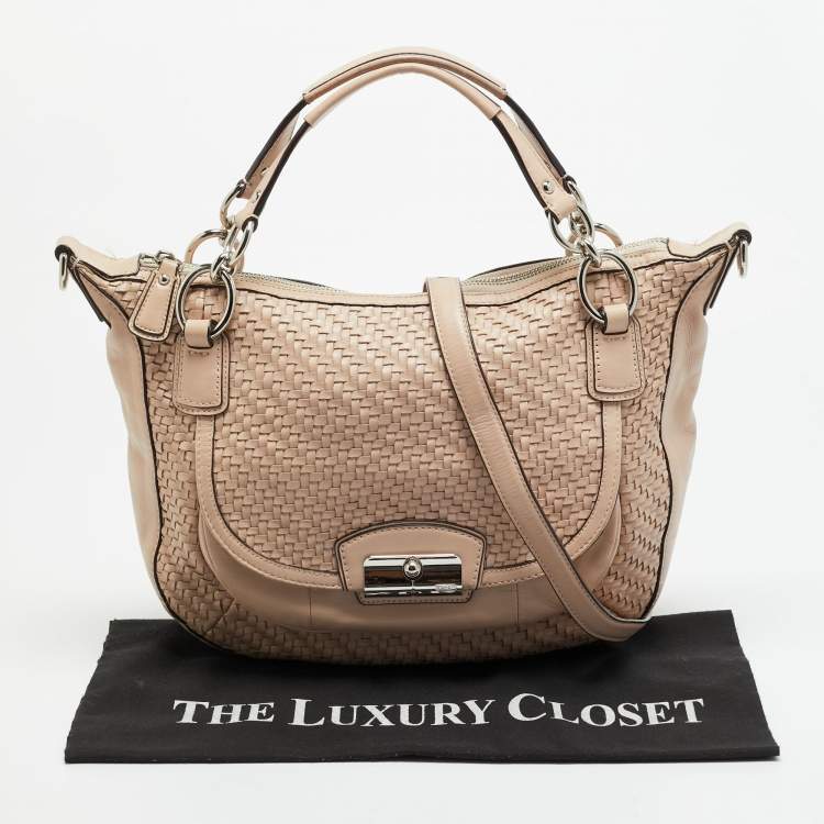 Pre Owned Coach Kristin Blush Pink Woven Leather Satchel