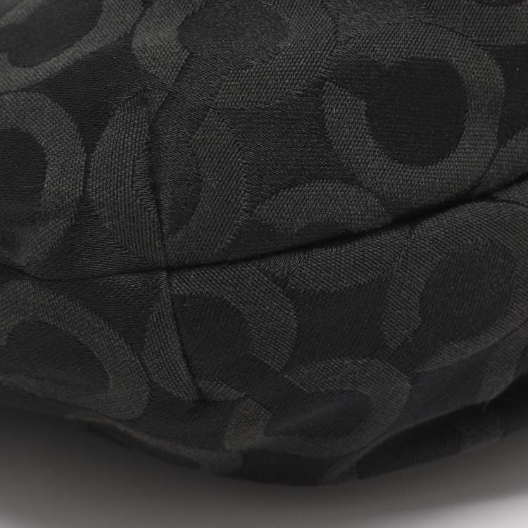 مملوكة مسبقًا Coach Brooke Black Op Art Jacquard and Leather Hobo