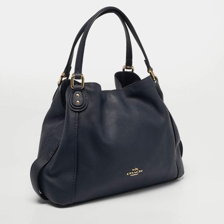 مملوكة مسبقًا Coach Edie Navy Blue Leather Shoulder Bag