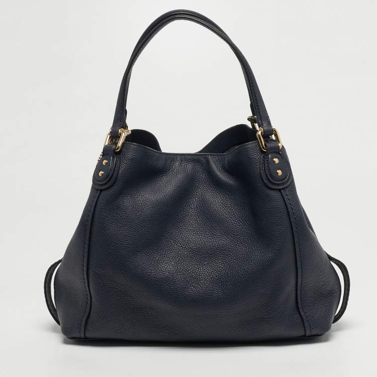 مملوكة مسبقًا Coach Edie Navy Blue Leather Shoulder Bag