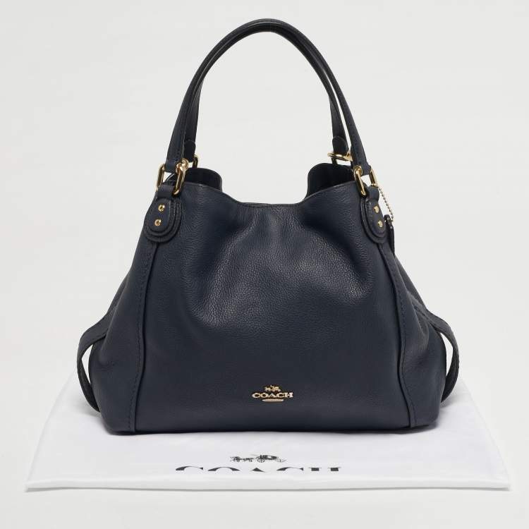 مملوكة مسبقًا Coach Edie Navy Blue Leather Shoulder Bag