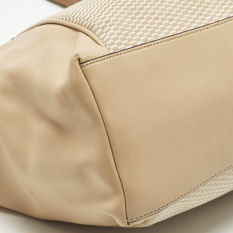 Pre Owned Coach Ava Beige Canvas and Leather Tote