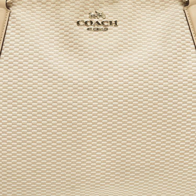 Pre Owned Coach Ava Beige Canvas and Leather Tote