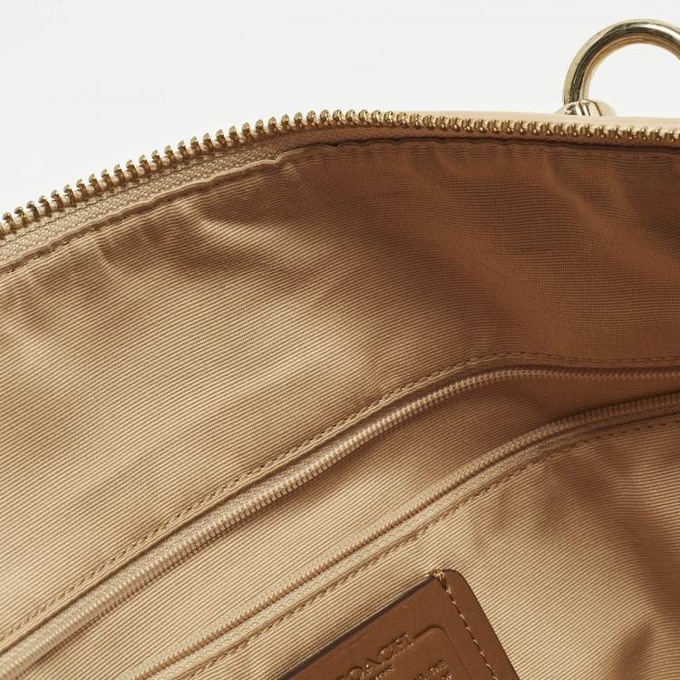 Pre Owned Coach Ava Beige Canvas and Leather Tote