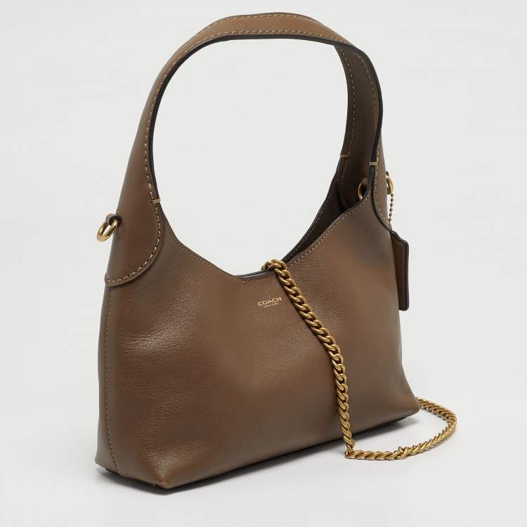 مملوكة مسبقًا Coach Brooklyn 23 Dark Beige Leather Shoulder Bag