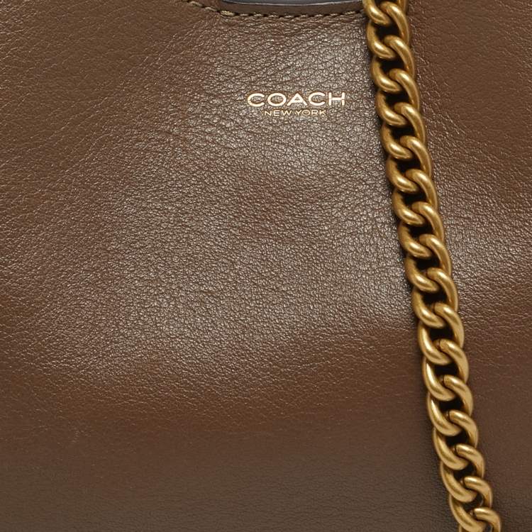 مملوكة مسبقًا Coach Brooklyn 23 Dark Beige Leather Shoulder Bag