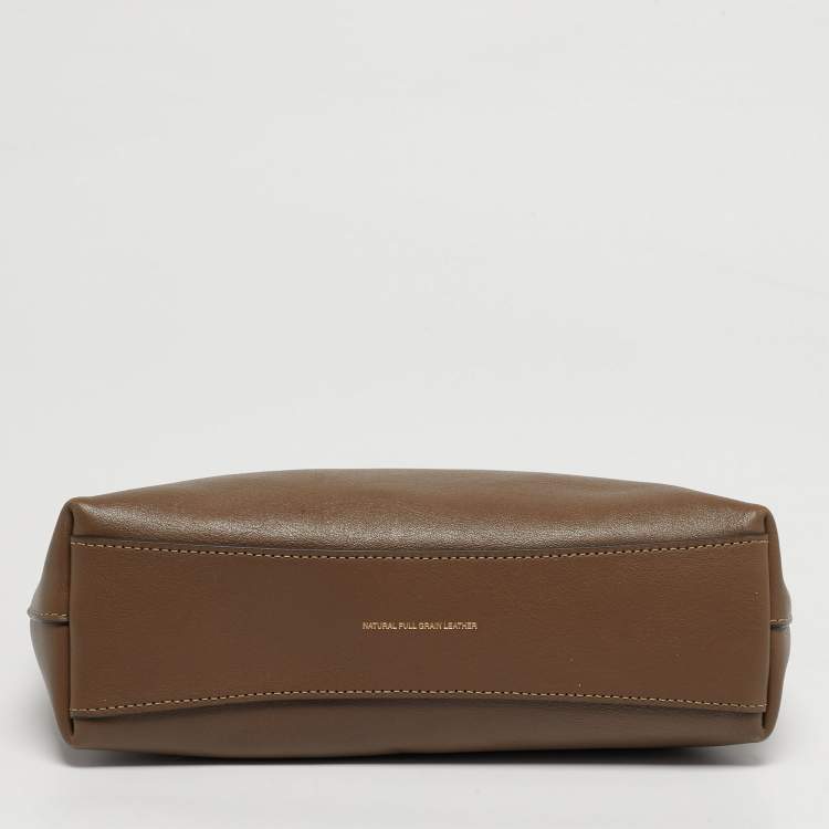 مملوكة مسبقًا Coach Brooklyn 23 Dark Beige Leather Shoulder Bag